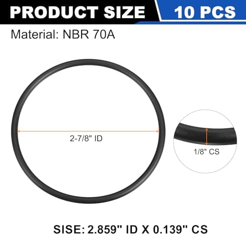uxcell 10Pcs AS-233 NBR 70A O-Rings 2-7/8"ID x 1/8"CS/2.859"ID x 0.139"CS - Image 2