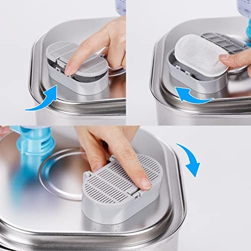Cat Water Fountain Filters, 8 Pack Cat Fountain Filter Replacement with 8 Sponges for 3.2L/108oz Pet Water Fountain Stainless Steel - Image 4