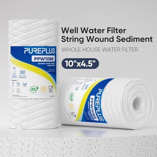 PUREPLUS 25 Micron 10 x 4.5 Whole House Water Filter for Well Water 2 Pack - Image 2