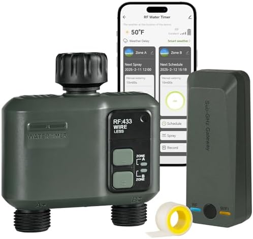 WiFi Water Timer for Garden Hose, Sprinkler Timer 2 Zone, Smart Lawn Watering System with WiFi Irrigation Controller, Voice Control, Automatic Irrigation/Rain Delay/Manual Watering D32WT06 by Wilawels