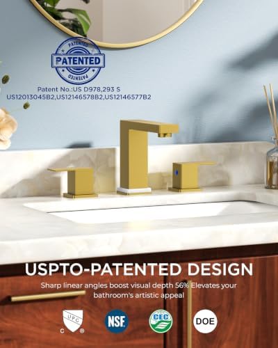 FORIOUS Gold LED Bathroom Faucet 3 Hole, 3 Color Changing LED Light Faucet - Image 3