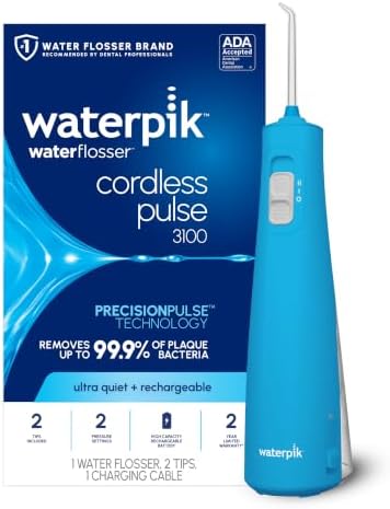 Waterpik Cordless Pulse 3100 Portable Water Flosser, Rechargeable, Cyan by Waterpik