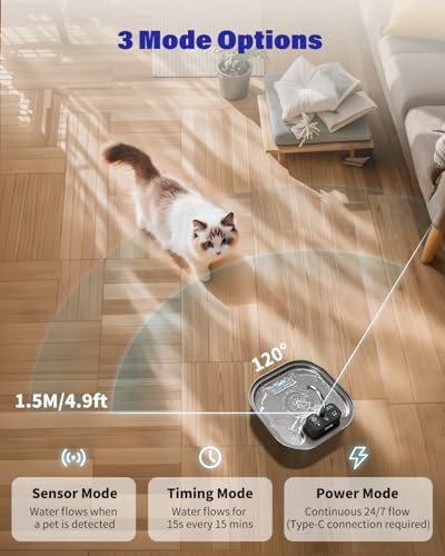 Lawfery 3.2L/108oz Wireless Stainless Steel Cat Water Fountain - Image 4