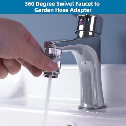 Hibbent Sink Faucet to Garden Hose Adapter Kit, Faucet Adapter to Garden Hose with 15/16 Inch Male Thread, 360-degree Swivel Sink Attachment - Chrome Finished - Image 4
