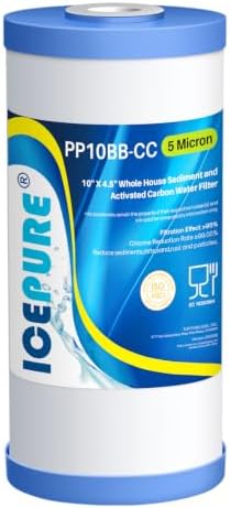 ICEPURE 5 Micron 10" x 4.5" Whole House Water Filter Compatible with GE FXHTC, GXWH40L, RFC-BBSA, W50PEHD, GXWH35F, GNWH38S, Dupont WFHD13001, R50-BB, Pack of 1 by ICEPURE