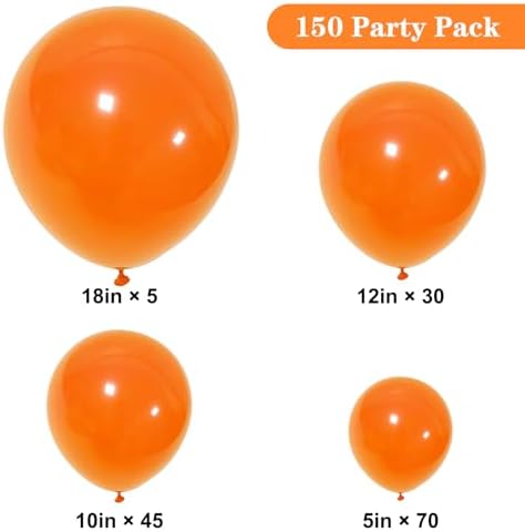 APLANET 150pcs Orange Balloons Different Sizes 18 12 10 5 Inch Burnt Orange Fall Balloon for Party Baby Shower Birthday Halloween Thanksgiving, Arch Kit Decoration - Image 2