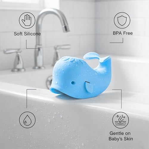 Bath Spout Cover for Bathtub - Protects Baby from Bumping Head During Bathing Time Baby Faucet Cover Universal Faucet Protective Cover Whale Design - Image 3