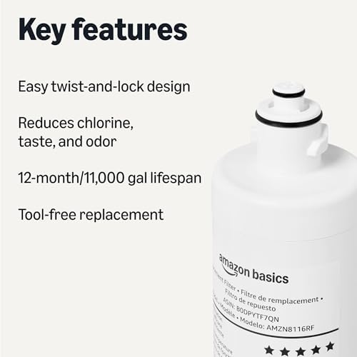 Amazon Basics Replacement Filter Cartridge for Under Sink Water Filter System, Reduces Chlorine, Bad Taste & Odor, NSF/ANSI 42 & 372 Certified, 1 Year Service Life, 11,000 Gallons, White - Image 2