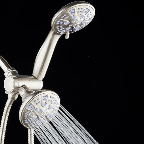 AquaDance Antimicrobial/Anti-Clog High-Pressure 30-setting Dual Head Combination Shower with Nozzle Protection from Growth of Mold, Mildew & Bacteria for a Healthier Shower – Sunset Blue - Image 6