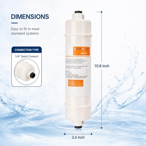 Set of 3, 10″ Inline Resin Filters with 1/4″ Quick-Connect, Ion-Exchange Softening for Coffee Makers, Ice Machines and Water Purifiers - Image 2