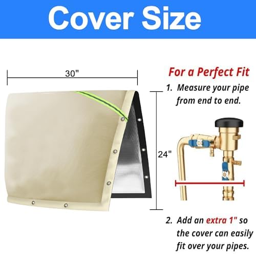 Joramoy Opening Backflow Preventer Pipe Insulation Cover,30" Wx24 H,Khaki - Image 2