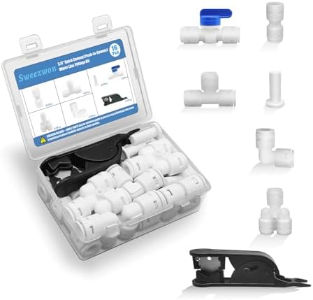 3/8" Quick Connect Push-to-Connect Water Line Fittings Kit by Sweezwon