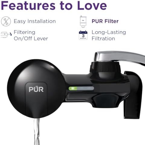 PUR Horizontal Faucet Mount Water Filtration System with Lead Reducing Filter for Cleaner, Filtered Tap Water, Lasts 100 Gallons, Sink Water Filter, Fits Most Kitchen or Bathroom Faucets, Black - Image 4