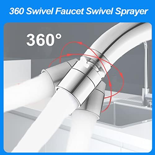 Faucet Extender 360° Swivel Faucet Aerator Female Thread Chrome Solid Brass Kitchen Sink Aerator and Bathroom Sink Filter, 55/64in Aerator for Sink Faucet with 15/16 Inch-27UNS male Thread Adapter - Image 3