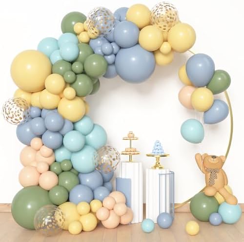 Amandir 153pcs Blue and Yellow Sage Green Balloon Arch Kit Different Sizes - Image 2