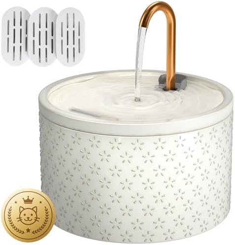 DOOOB Ceramic Cat Water Fountain, 2.1L/71oz Cat Fountain by dooob