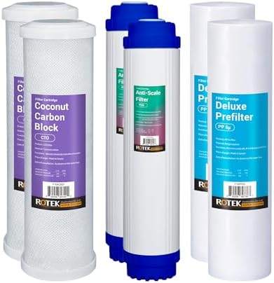 Rotek Water Systems Whole House Water Filtration Set | 3-Stage Water Filter System | 2SED, 2PHO, 2ACB | Clean Water | Sediment, Carbon Block, & Polyphosphate Anti-Scale Filter | 2y Supply | 20 Inch by RotekWaterSystem