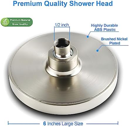 6" High Pressure Rain Shower Head, Luxury Brushed Nickel Finish - Image 4