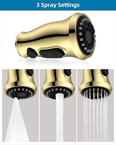 Universal Kitchen Sink Faucet Spray Head, 3 Modes, 15 Adapter, Brushed Gold - Image 4