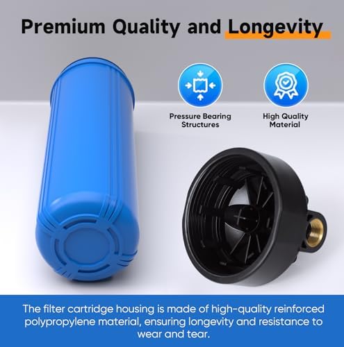 PUREPLUS 20" 3-Stage Whole House Water Filter, Sediment, GAC, Carbon Block - Image 3