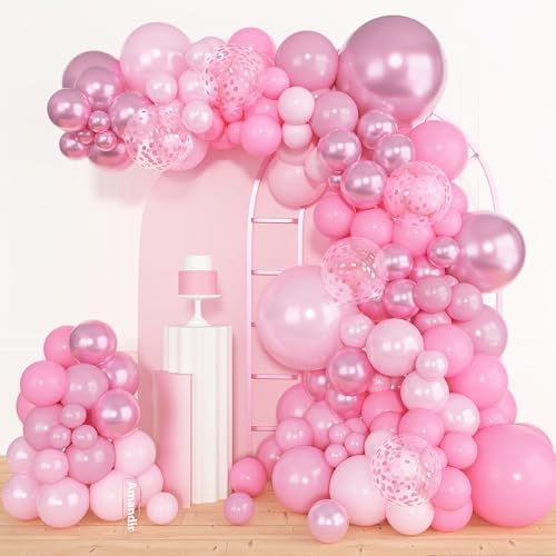 Amandir 153pcs Pastel Light Pink Balloon Garland Arch Kit Different Sizes by Amandir