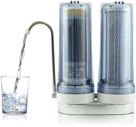 APEX EXPRT MR-2050 Dual Countertop Water Filter - Carbon and Mineral pH Alkaline Filter, Easy Install Faucet Filter - Reduces Heavy Metals, Bad Taste and Up to 99% of Chlorine by ApexExprtWaterFilters