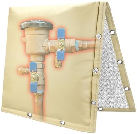 2-Way Opening Backflow Preventer Insulation Cover 5°F,Sprinkler Cover for Outside,5 Layers Waterproof 600D Sprinkler Valve Well Pump Cover for Winter Freeze Protection 36" W x 24" H, Khaki by HaoallBackflowCoversLLC