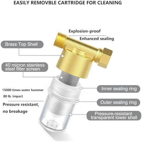 Brass Sediment Water Heater Filter Standard 1/2" Thread Connection for Washing Machines - Image 2