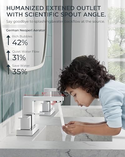 FORIOUS 4 in Chrome Bathroom Faucet Centerset with Drain, Commercial Faucet - Image 5