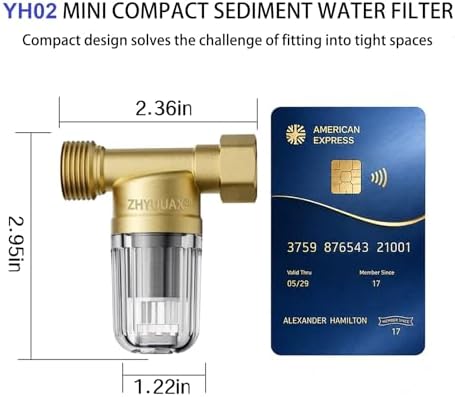 YH02 50 Micron Reusable Brass Washer Water Filter, Compact Washing Machine Water Filter System, for Washing Machine, Shower, Camping, Travel, Anti Scale Portable Sediment Filter - Image 3