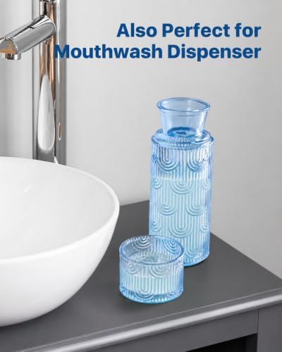 Bedside Water Carafe and Glass Set, 21.6oz, Mist Blue - Image 7