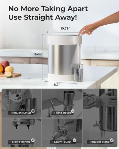 Waterdrop ED09W Rechargeable Non-Gravity Water Filter System with LED Function, Reduces 70+ Contaminants, Lead, Chlorine, 5-Stage Stainless Steel Filtration System, 22-Cup - Image 4