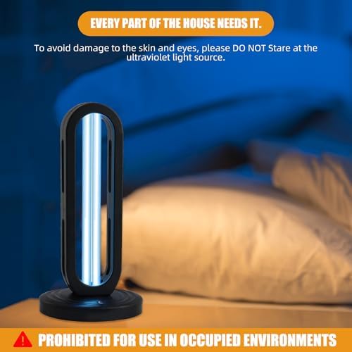 Ultraviolet Germicidal Lamp 110V, 38W Ozone UV Light Sanitizer for Whole Room, Three-Step Timing Remote Control, Blue Light for Home/Office/School - Image 4