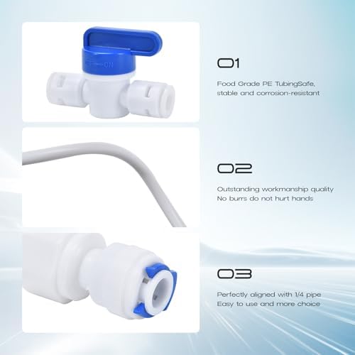 Refrigerator Water Line Kit, CNAODUN Ice Maker Water Line Kit with 1/4" OD 39.4ft Water Line Reverse Osmosis Quick Connect Fittings Push To Connect Water Tube Fittings for Fridge Ice Maker - Image 4
