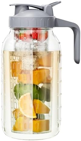 64 oz Mason Jar Pitcher, Glass Pitcher with Lid for Sun Tea & Iced Tea by OneDream