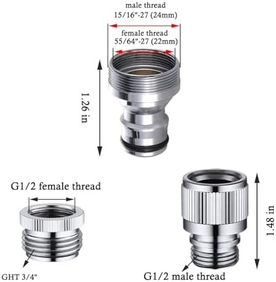 Kitchen Sink Faucet Quick Connector, Sink Faucet to Garden Hose Adapter, Dishwasher/Washer Snap Coupling Adapter, Faucet to Hose Adapter for Kitchen/Bathroom/Shower Hose - Image 4