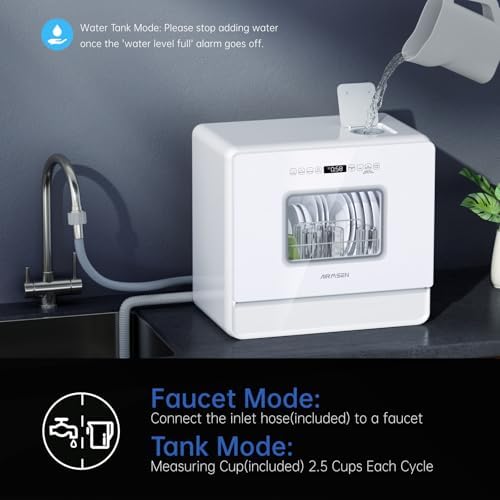 AIRMSEN Large Slim Countertop Dishwasher | Built-in Water Tank - Image 2