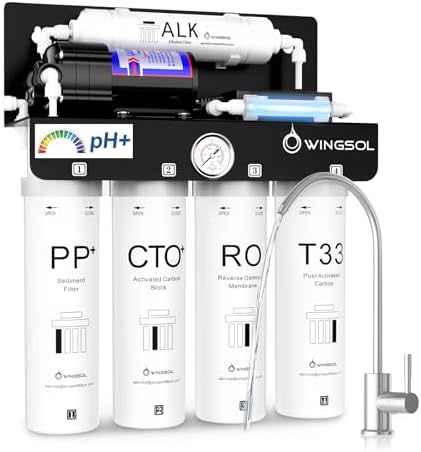 WINGSOL Reverse Osmosis Water Filter, Mineral Alkaline UV Space-Saving Tankless RO System, Remineralize pH+ 12-Layer Filtration Under Sink, NSF/ANSI 42&53&58 Certified, Plug-in Required by WINGSOL