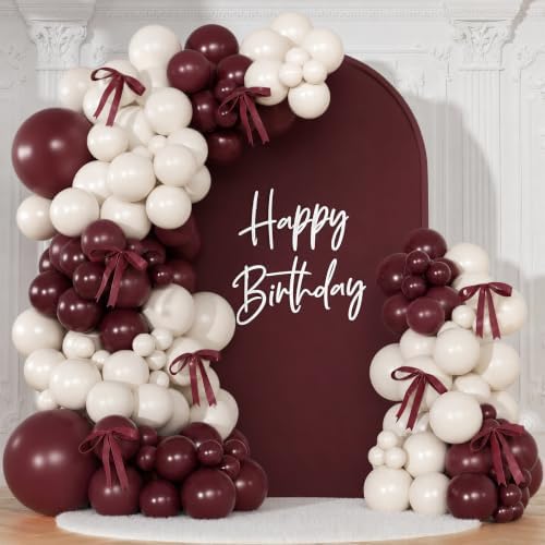 Burgundy White Balloon Arch Kit for Wine Birthday Party Supplies by NUTTYBASH