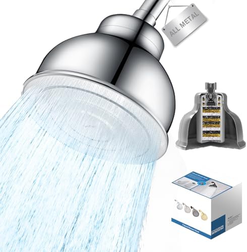 Metal Filter Shower Head for Hard Water Softener Shower Head with Water Shower Filter to Remove Chlorine and Harmful Substances, 6inch Large Rain Showerhead, 304Stainless Steel by SonTiy