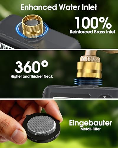 Insoma Water Timer with Brass Inlet, 3 Independent Zones Outdoor Hose Timer for Garden Faucet with Auto/Manual/Rain Delay Mode, IPX5 Waterproof, Sprinkler Irrigation Controller for Yard Lawn - Image 6