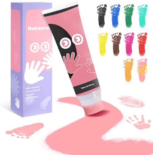 Nabance Baby Hand and Footprint Paint, Sponge Head, Baby Safe Paint, Pink by WelcometoNabance