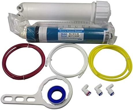 Huining Reverse Osmosis Membrane 50GPD-1812/2012 RO Membrane Housing Kit with 1/4 Quick Connector,Check valve,Water Pipe,Wrench Whole Set for Residential Household Hospital Water Filtration System by HUINING