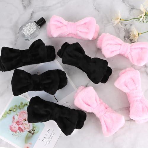 Ondder 8 Pack Makeup Headband Black and Pink Spa Headband Skincare Headbands for Washing Face - Image 7