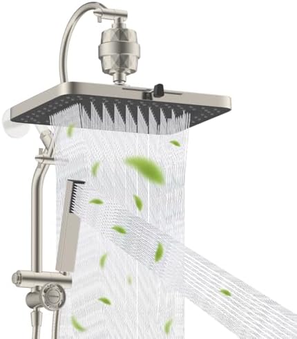 Hibbent 5-spray Filtered Shower Head, 4-Spray Shower Wand, Brushed Nickel by Hibbent