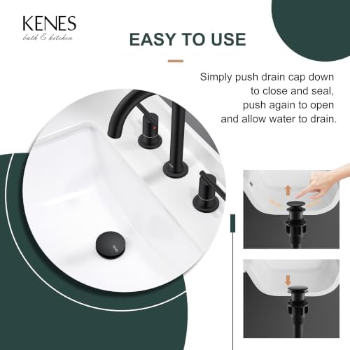 KENES Pop Up Bathroom Sink Drain Without Overflow, Matte Black Pop Up Drain - Image 5