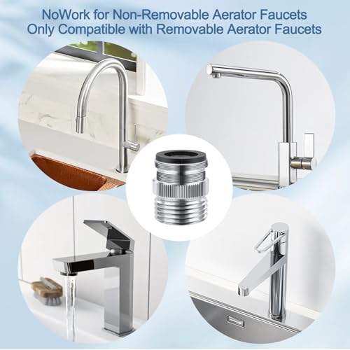 2 Pack Faucet to Hose Adapter with Aerator, Sink to Garden Hose Adapter, Faucet Adapter to Garden Hose for Kitchen and Bathroom, Hose Attachment to Sink, 3/4" GHT Thread Chrome - Image 6