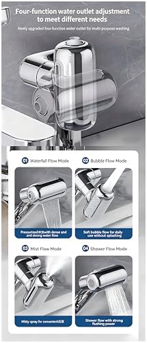 1080° Sink Faucet Aerator Extension Swivel Faucet Extender for Toddlers, 4 Sprayer Modes Rotatable Bathroom Kitchen Head Replacement Tap Attachment with Filter - Image 5