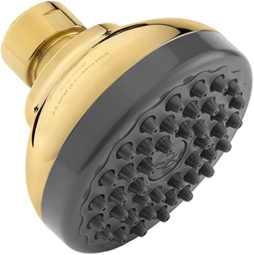 Aqua Elegante Pressure Boosting Shower Head - 2.5 GPM - Polished Brass by AquaElegante