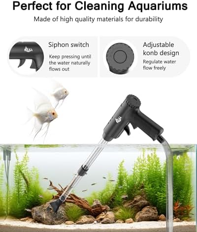 AQQA Aquarium Gravel Cleaner, 4-in-1 Upgrade Suction Power Manual Fish Tank Gravel Vacuum Cleaner Tools for Aquarium Water Changer with Water Flow Adjustment Use for Fish Tank Cleaning Gravel Sand - Image 3